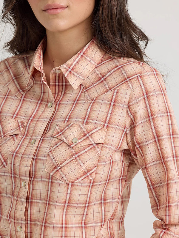 Wrangler Women's Western Snap Top - Broken horn