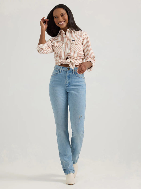 Wrangler Women Horse Yoke Slim Western Snap Shirt - Broken horn