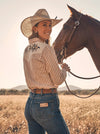 Wrangler Women Horse Yoke Slim Western Snap Shirt - Broken horn