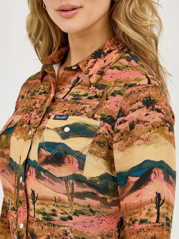 Wrangler Women's Desert Print Western Shirt - Broken horn