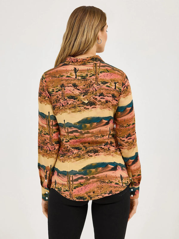 Wrangler Women's Desert Print Western Shirt - Broken horn