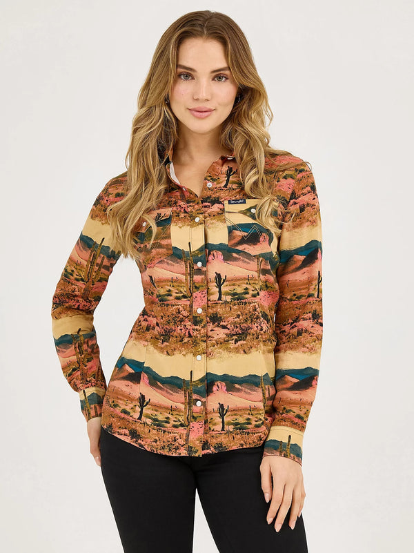 Wrangler Women's Desert Print Western Shirt - Broken horn