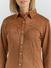 Wrangler Women Suede Rodeo Snap Shirt - Broken horn