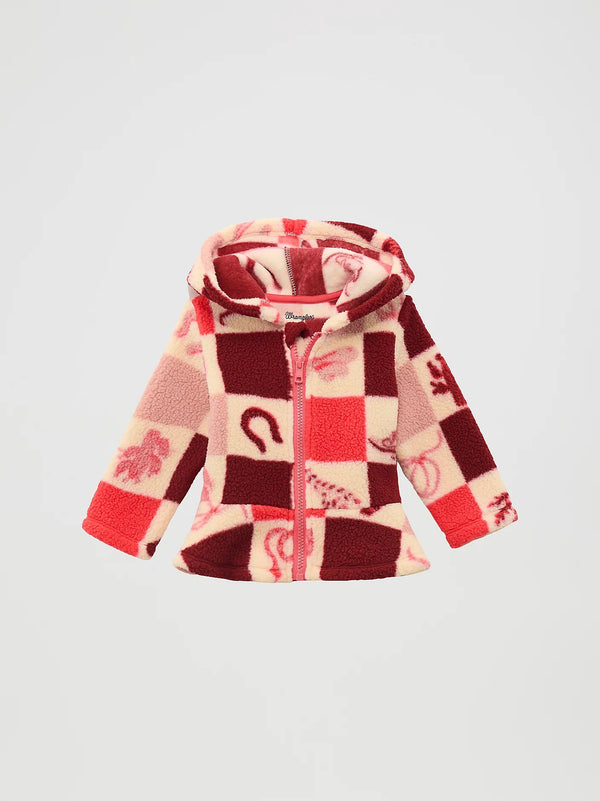 Wrangler Girl's Ruffle Hem Sherpa Zip Jacket - Broken horn