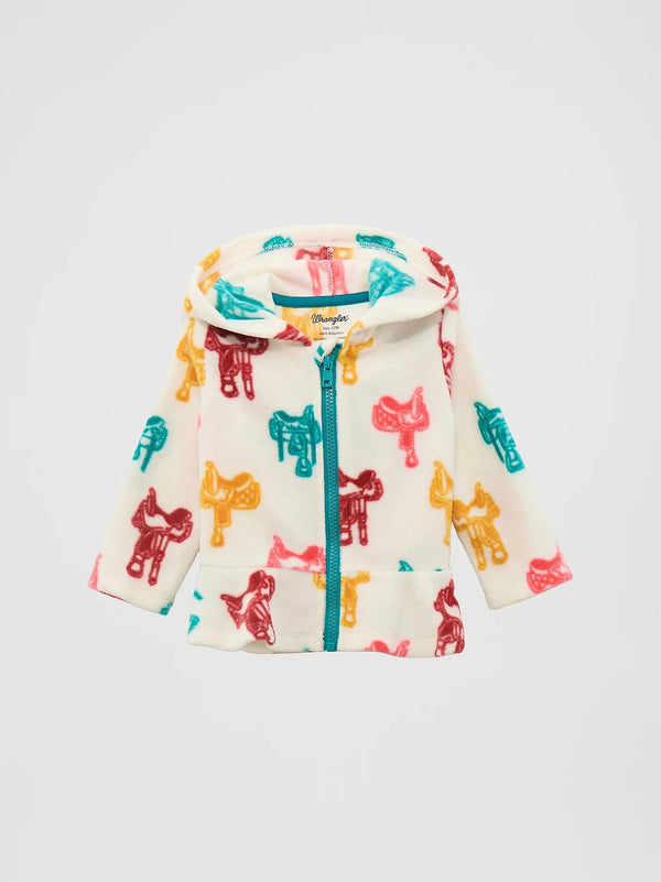 Wrangler Girl's Western Full Zip Fleece - Broken horn