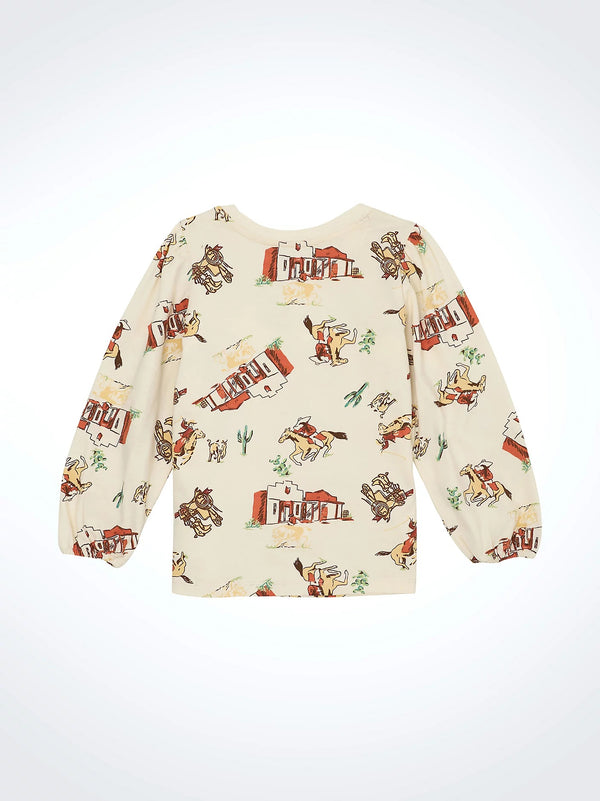 Wrangler Bishop Sleeve Western Print Tee - Broken horn