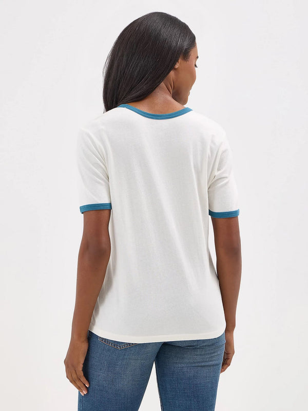 Wrangler Women's Logo Ringer Tee - Broken horn