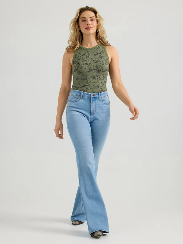 Wrangler Printed Slim Goodess Tank - Broken horn