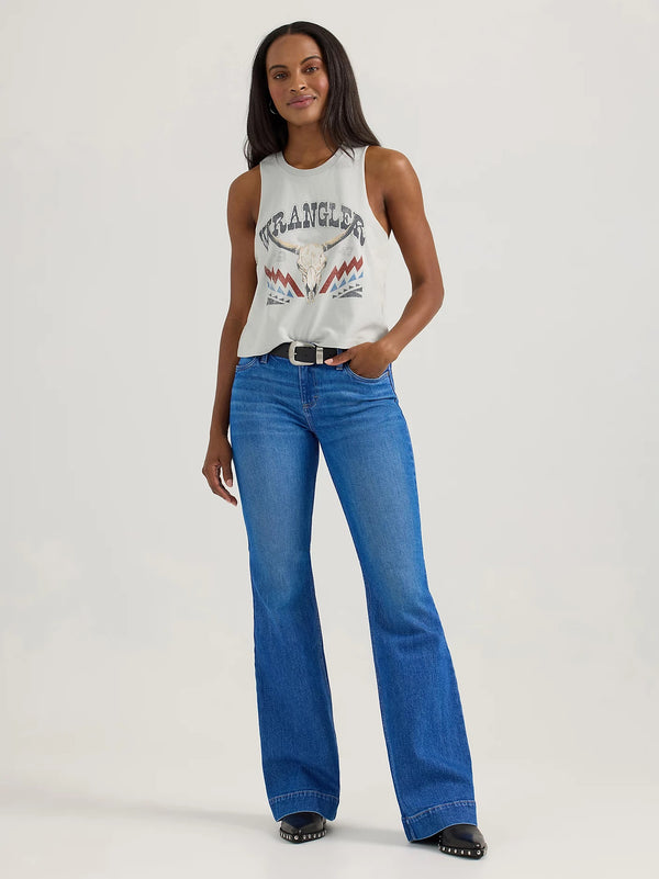 Wrangler Women's Festival Crop Tank - Broken horn