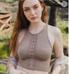 Grid Texture Front Lace High Neck Racerback Brami - Broken horn