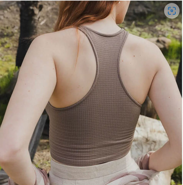 Grid Texture Front Lace High Neck Racerback Brami - Broken horn