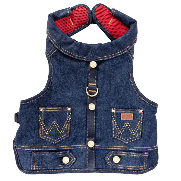 Wrangler Pet Denim Vest Harness Dark Wash - Broken horn