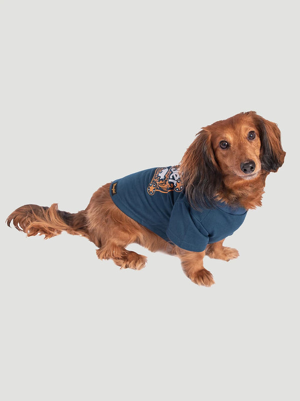 Wrangler Pet Logo Graphic Tee Navy - Buckle - Broken horn