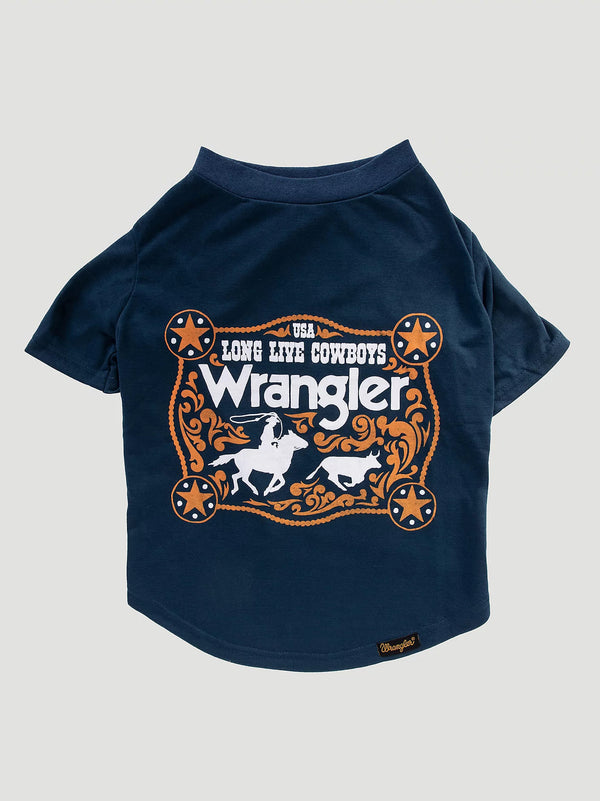 Wrangler Pet Logo Graphic Tee Navy - Buckle - Broken horn