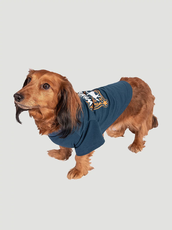 Wrangler Pet Logo Graphic Tee Navy - Buckle - Broken horn