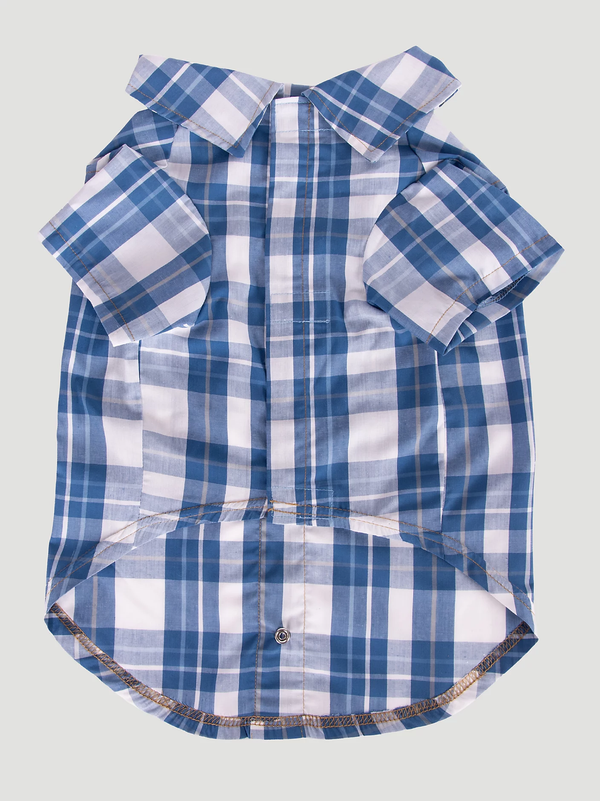 Wrangler Pet Plaid Snap Pocket Shirt Blue Multi - Broken horn