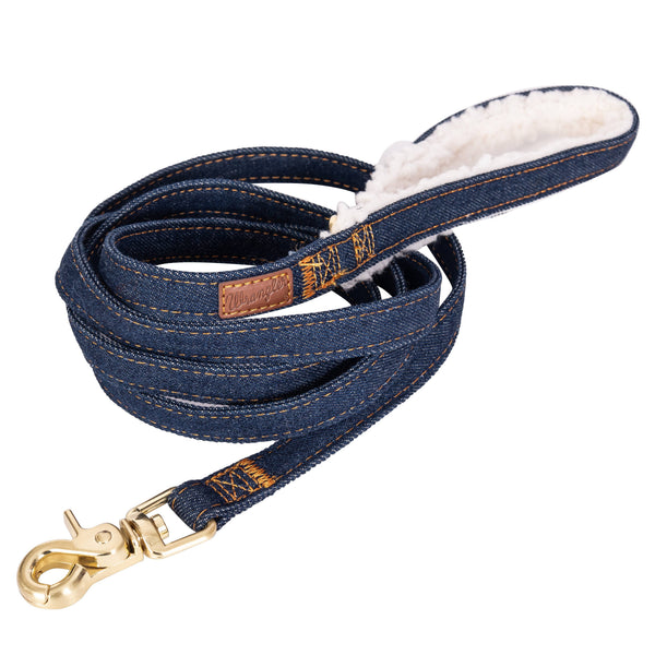 Wrangler Pet Denim And Sherpa Lead Dark Wash - Broken horn