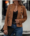 Vintage Deerskin Velvet Double Breasted Slim-fit Jacket - Broken horn