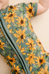 Sunflower Meadow Bamboo Short Romper - Broken horn