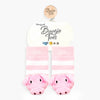 Pink and White Pig Boogie Toes Rattle Socks - Broken horn