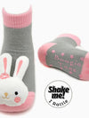 Pink Bunny Boogie Toes Baby Rattle Socks - Broken horn