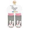 Pink Bunny Boogie Toes Baby Rattle Socks - Broken horn