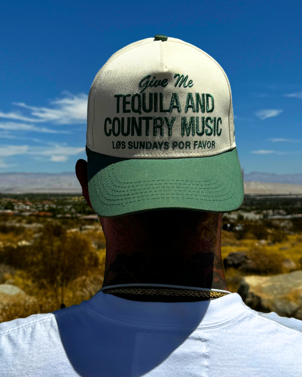 Tequila & Country Music Hat - Bone/Green - Broken horn