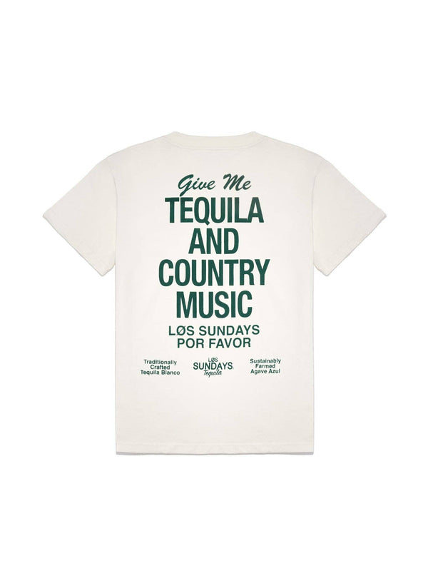 The Tequila & Country Music Tee - Blanc White/Green - Broken horn