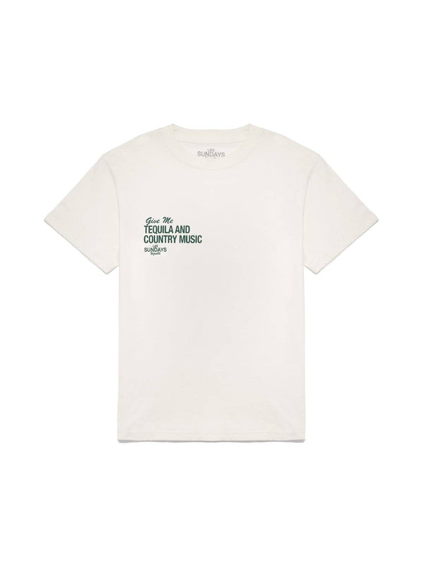 The Tequila & Country Music Tee - Blanc White/Green - Broken horn