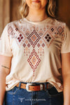 Cream Aztec Printed Short Sleeve Top - Broken horn