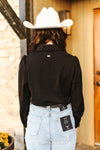 Black Puff Sleeve Long Sleeve Shirt - Broken horn