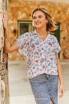 Western Ivory Paisley Button Down Collared Shirt - Plus - Broken horn