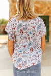 Western Ivory Paisley Button Down Collared Shirt - Plus - Broken horn