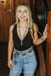 Black Front Gatered Twist Tank Snap Bodysuit - Broken horn