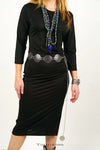 Black 3/4 Sleeve Maxi Dress W Slit Hem - Broken horn