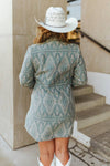 Vintage Aztec Printed Button Down Coat - Broken horn