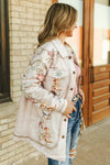 Western Rope Suede Concho Coat W Sherpa Lining - Broken horn