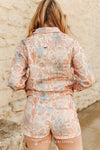 Pink Western Desert Aztec Printed Shorts Set - Broken horn