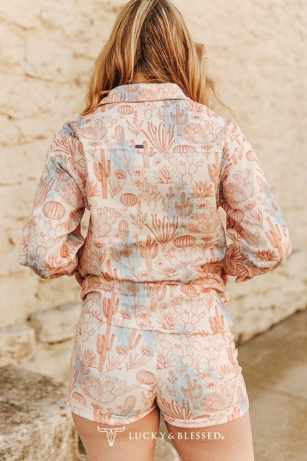 Pink Western Desert Aztec Printed Shorts Set - Broken horn