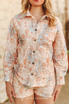 Pink Western Desert Aztec Printed Shorts Set - Broken horn