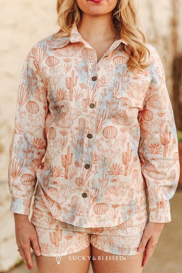 Pink Western Desert Aztec Printed Shorts Set - Broken horn