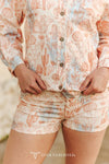 Pink Western Desert Aztec Printed Shorts Set - Broken horn