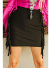 Satin Stretch Double Side Fringe Skirt - Broken horn