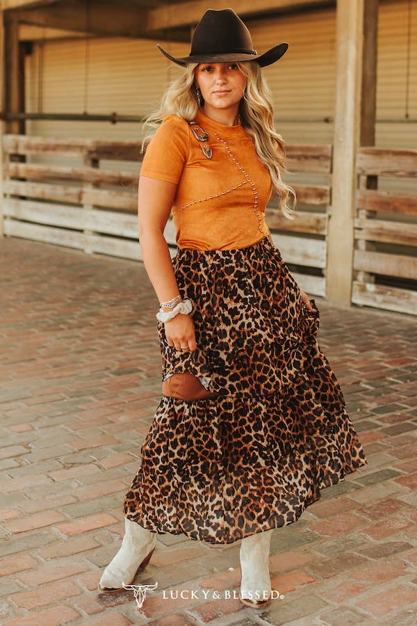 Leopard Printed Ruffle Tier Skirt - Broken horn