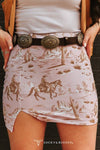 Pink Desert Printed Skirt W Shorts Lining - Broken horn