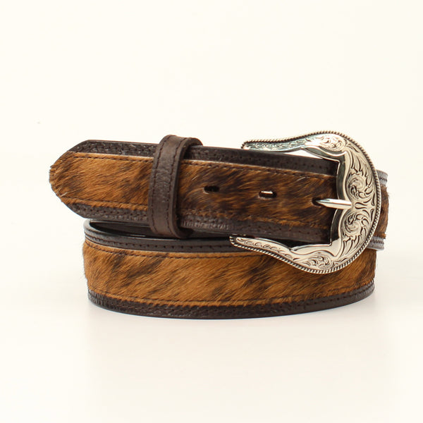 Ariat Ladies Belt 1 1/2 Calf Hair Overlay Brown - Broken horn