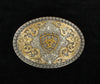Ariat Antique Silver & Gold Oval Buckle - Broken horn