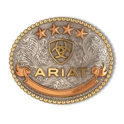 Ariat Oval Bead Edge Ariat Logo Antique Silver and Antique Gold - Broken horn