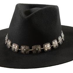 3D Chain Hatband Cross Conchos - Broken horn