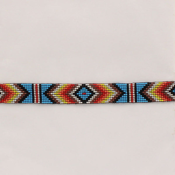 Twister Beaded Stretch Hat Band - Multi Colored - Broken horn